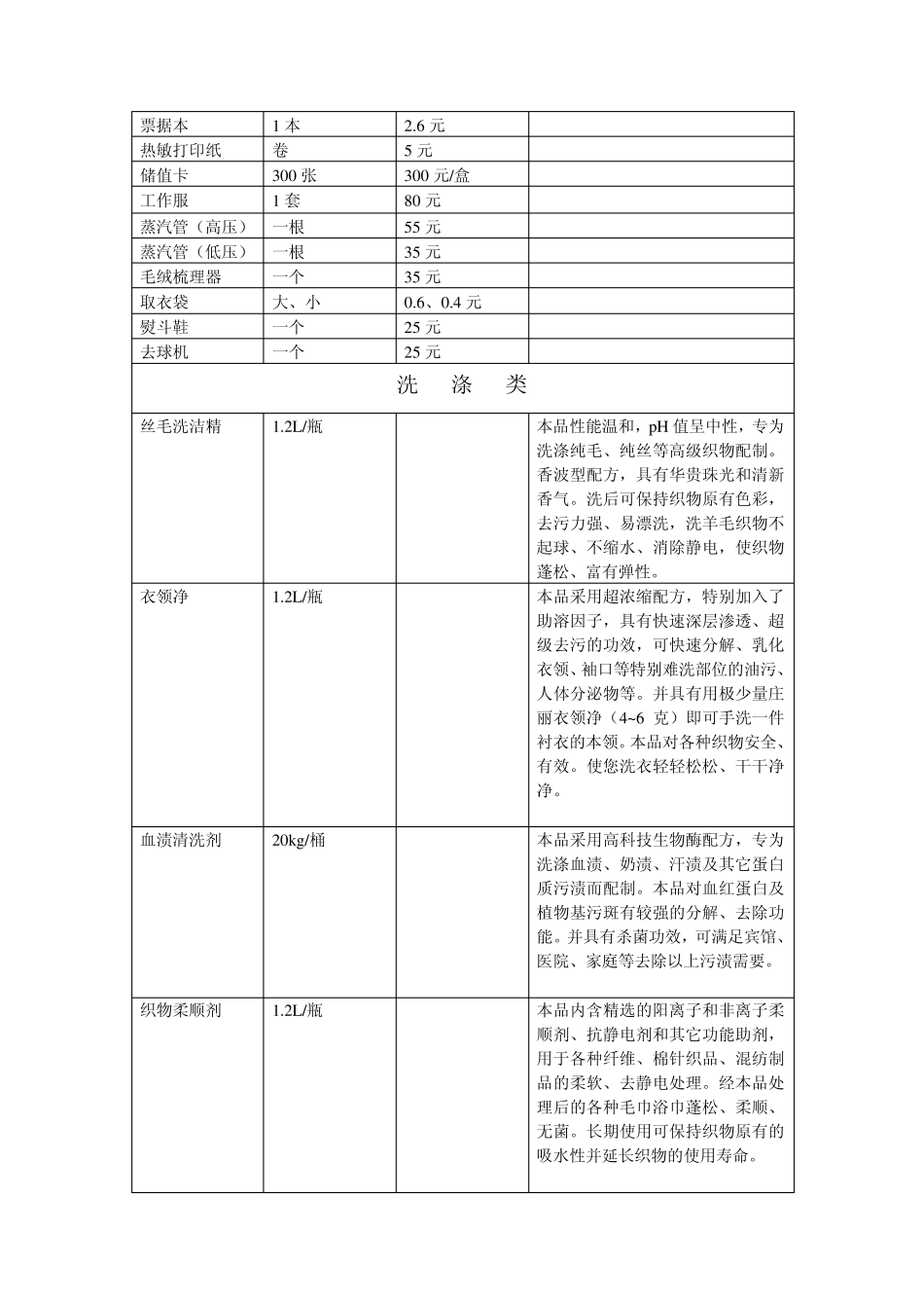 洗涤耗材价格明细单_第2页