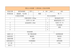 洗煤厂设备工艺技术参数