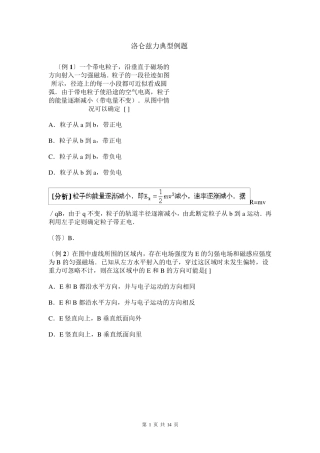 洛伦兹力经典例题(有解析)
