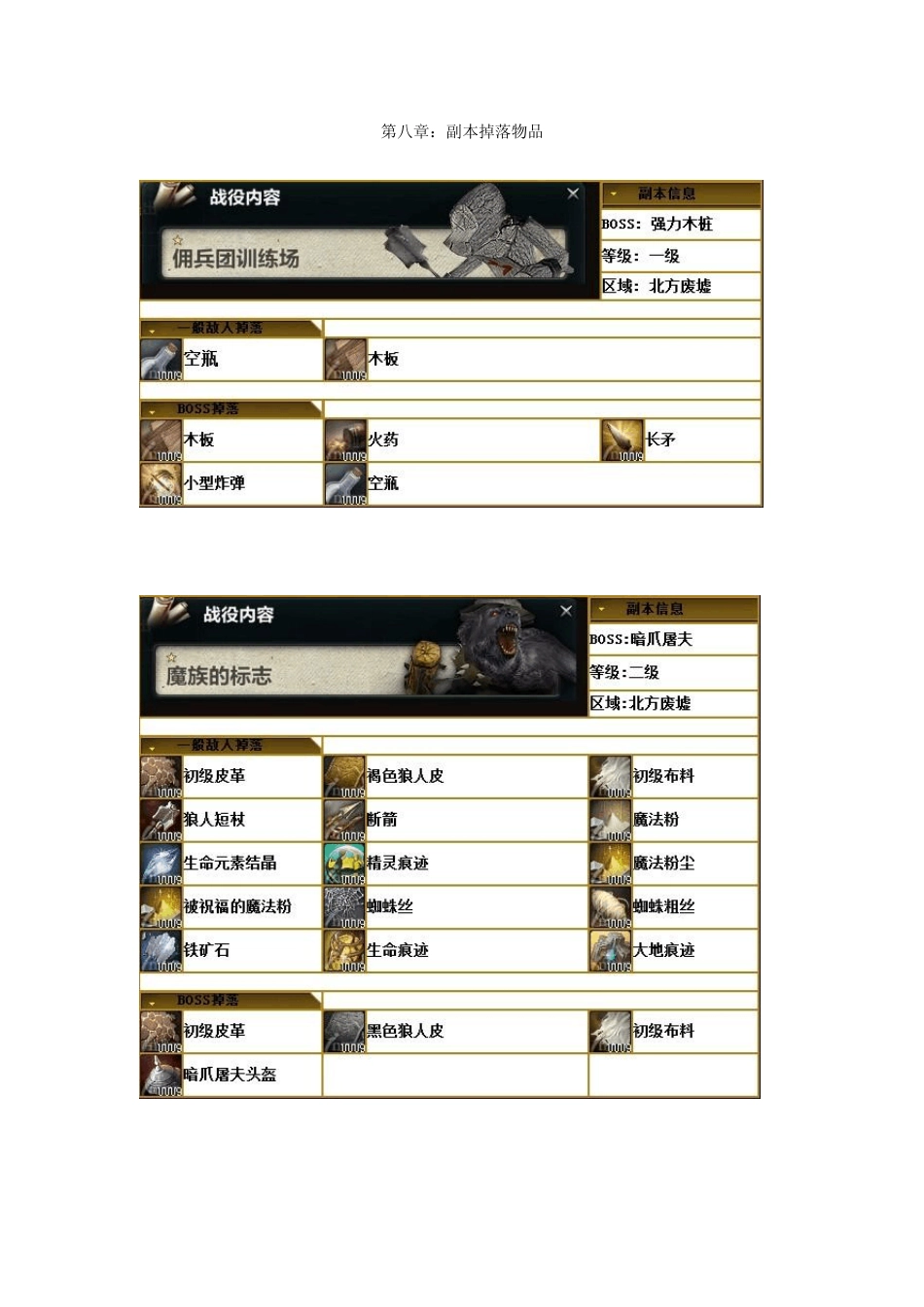 洛奇英雄传副本掉落物品及称号_第1页