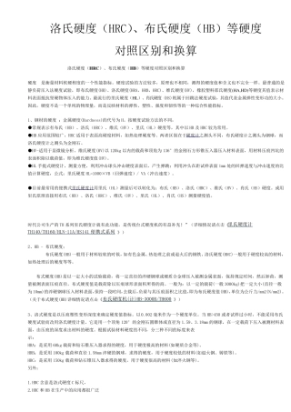 洛氏硬度(HRC)、布氏硬度(HB)等硬度对照区别和换算
