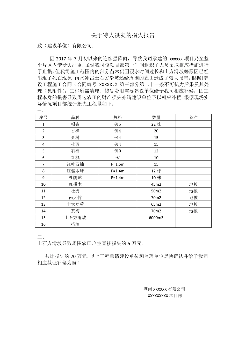 洪涝灾害损失报告_第1页
