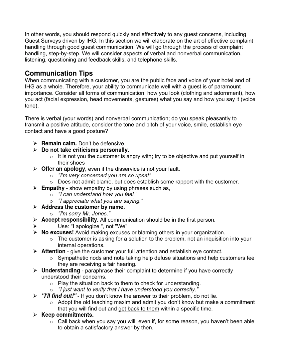 洲际酒店集团投诉处理指导手册_第2页