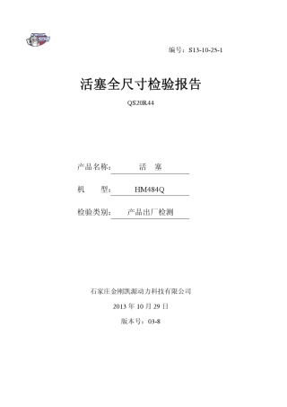 活塞全尺寸检验报告