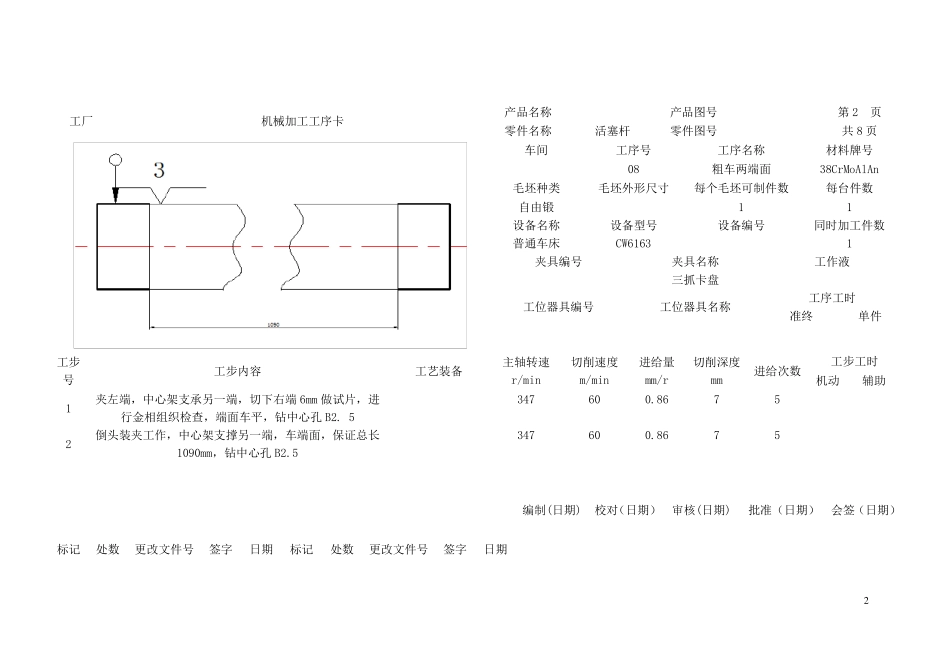 活塞杆课程设计工序过程卡_第2页