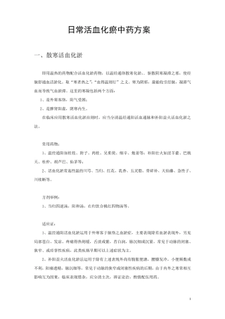 活血化瘀中药方