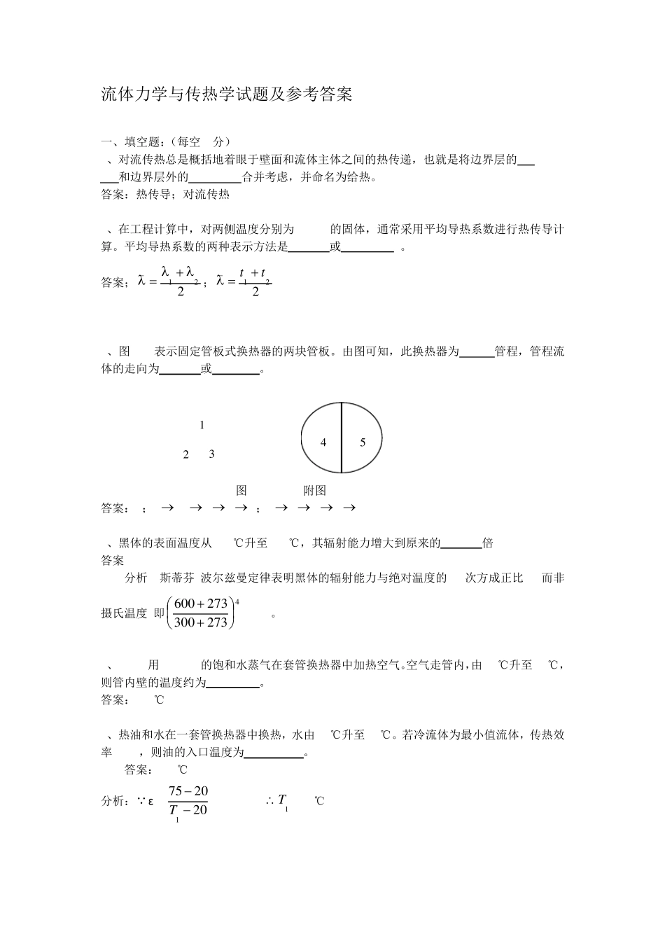 流体力学与传热学试题及答案_第1页