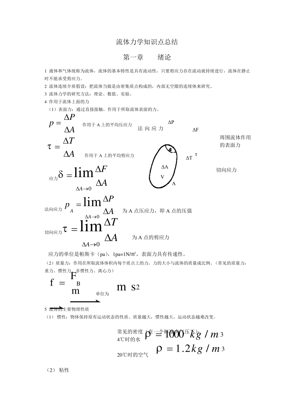 流体力学知识点总结_第1页