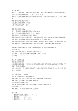 流体力学重点概念总结