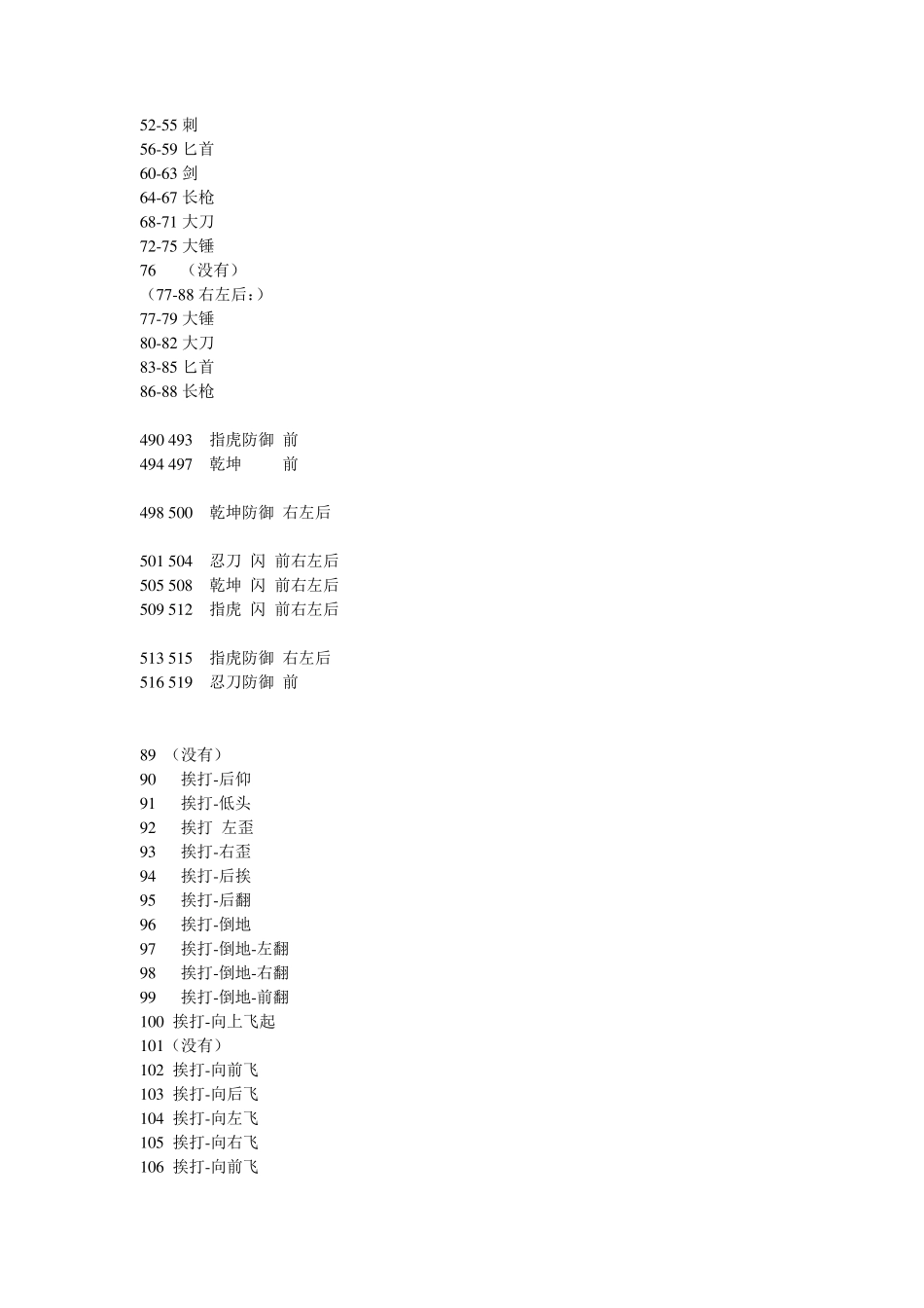 流星蝴蝶剑9.07pose注解表(超)_第2页