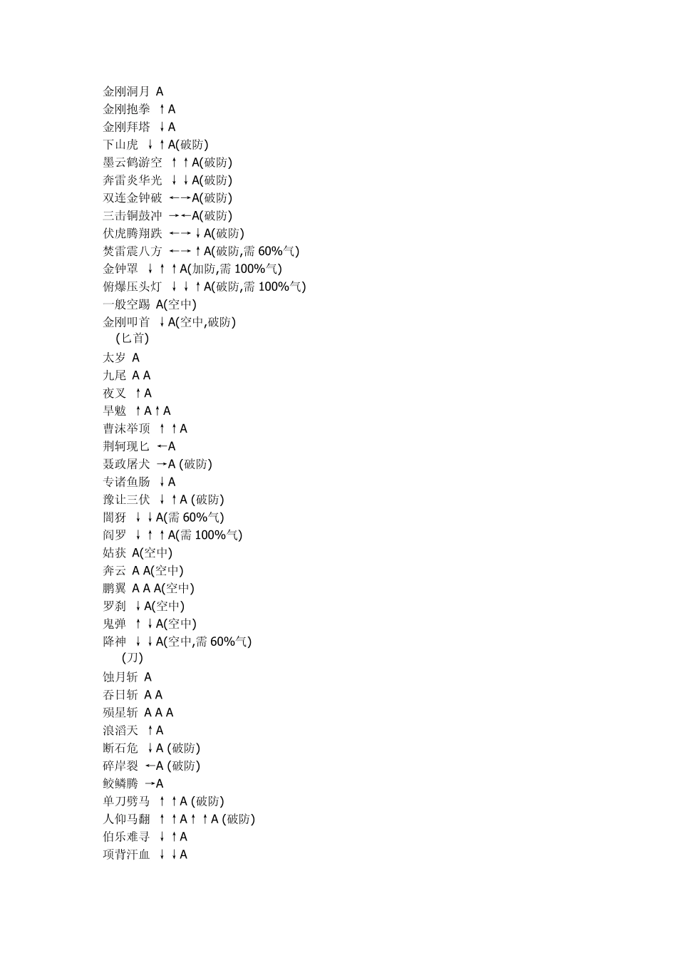 流星蝴蝶剑出招表及其通关攻略_第3页