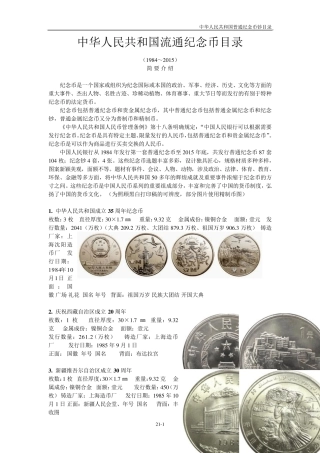 流通纪念币目录(2015)
