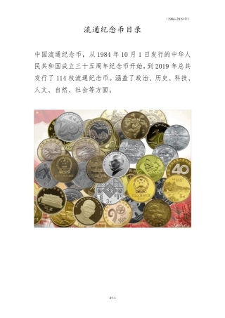 流通纪念币目录及高清图片(19842019)