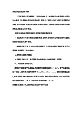 浅层反射波的资料解释