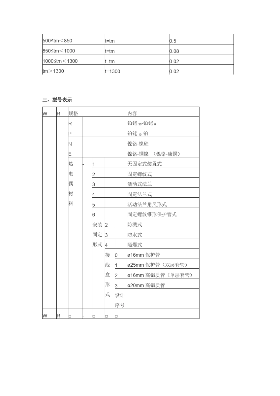 热电偶型号、规格及分类说明_第3页