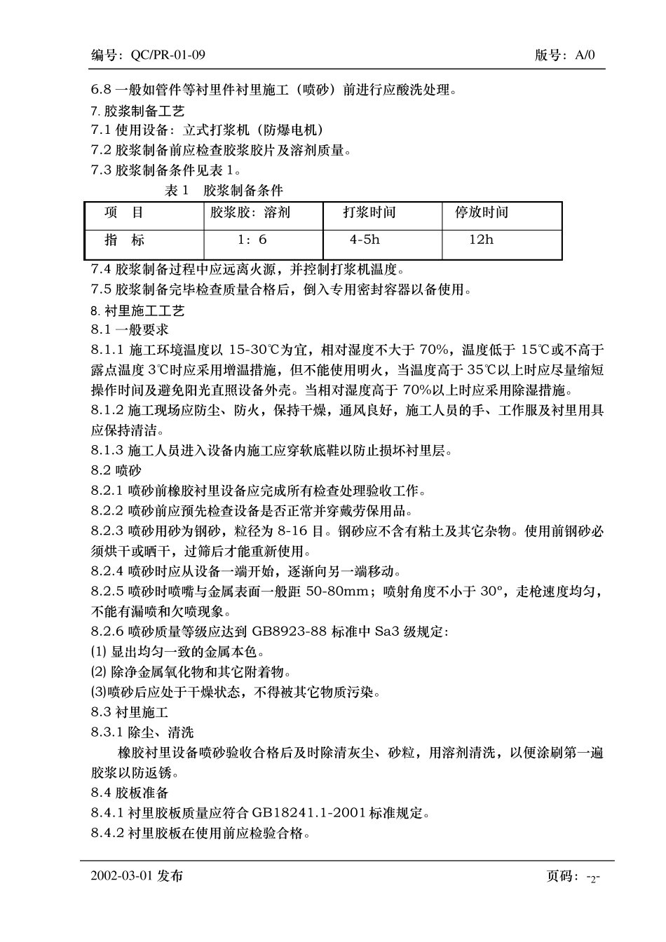 热硫化橡胶衬里工艺规程_第2页