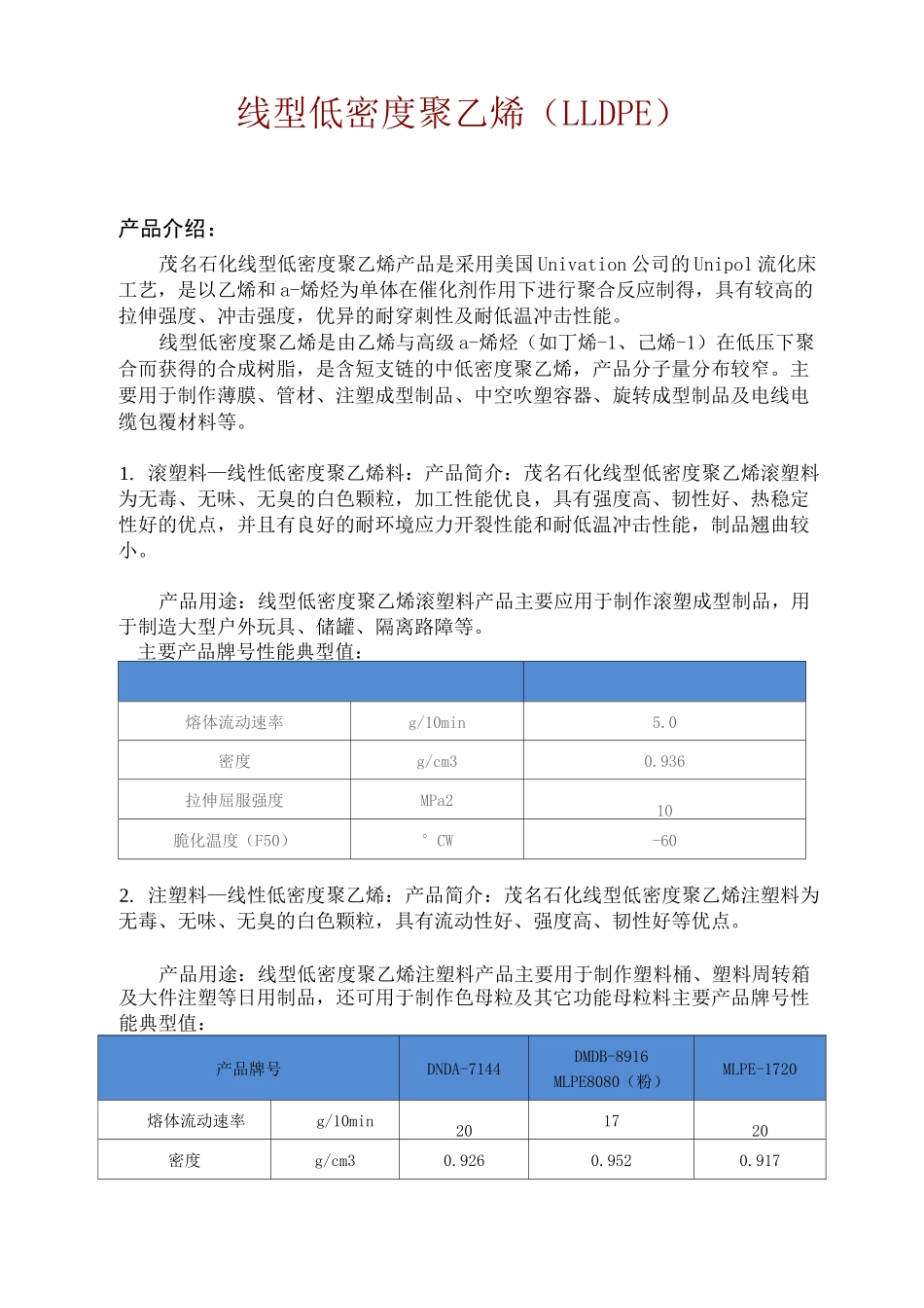 茂名石化聚乙烯产品_第1页