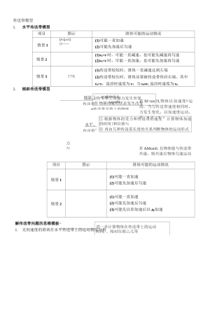 传送带模型  与摩擦生热相关的功能关系问题