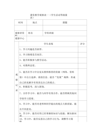 课堂教学观察表