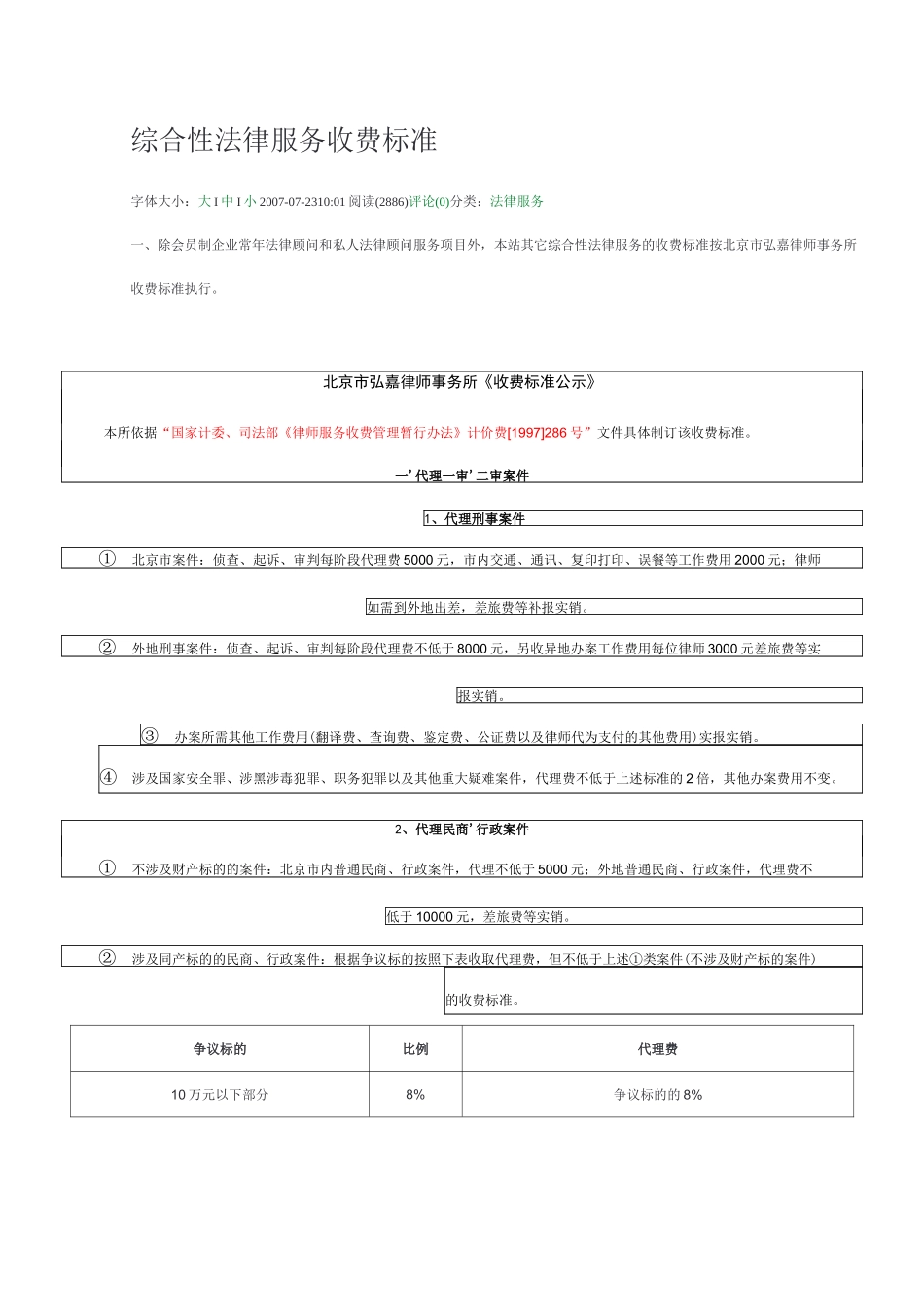 律所综合性收费标准_第1页