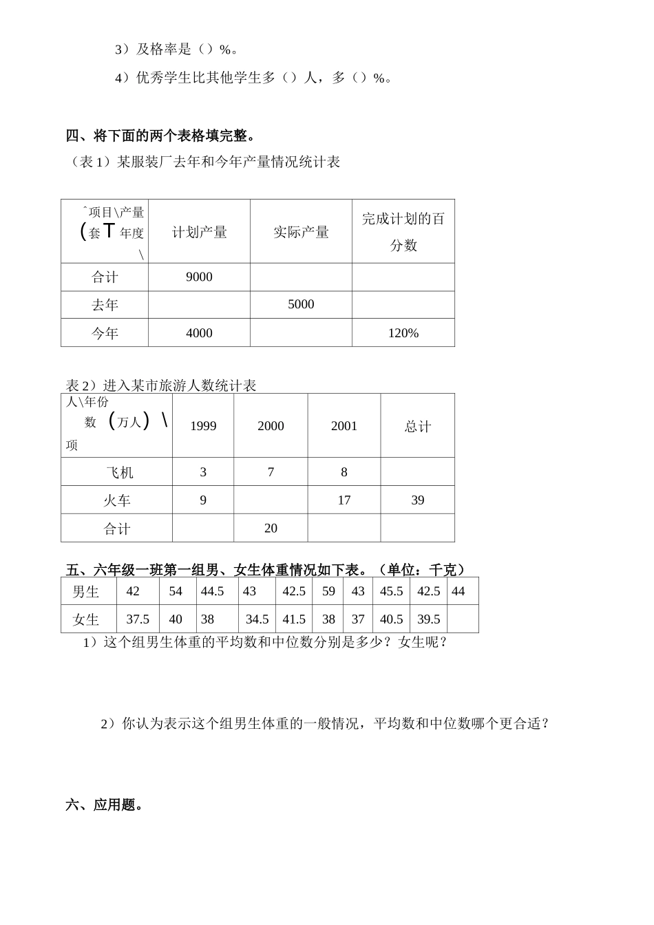 六年级统计与概率练习题_第2页