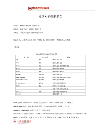 游戏AI的架构模型