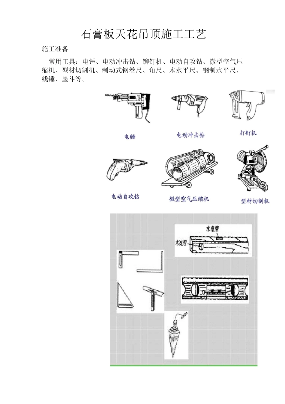 石膏板天花吊顶施工工艺_第1页