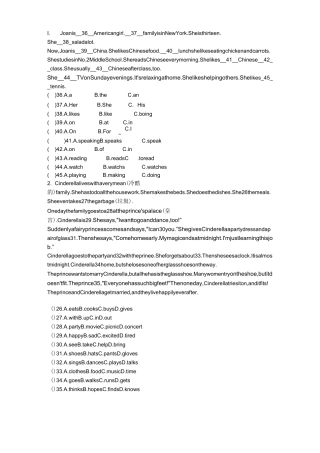 (完整版)七年级上英语经典完型填空