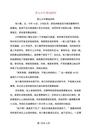 孝心少年事迹材料(完整版)