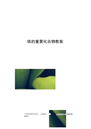 铁的重要化合物教案