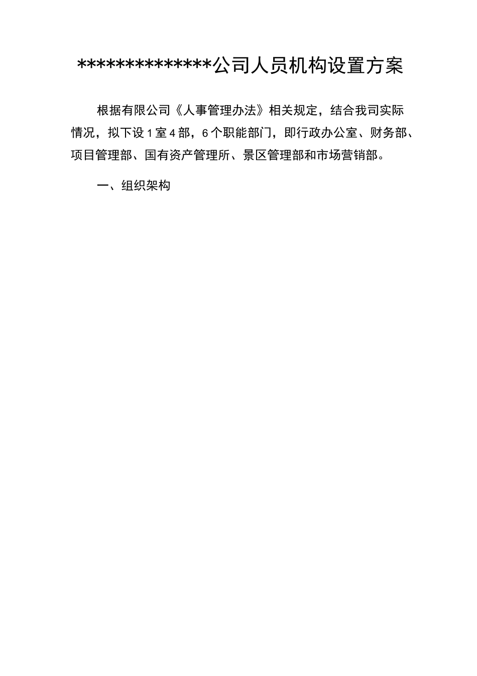 旅投公司人员机构设置方案_第1页