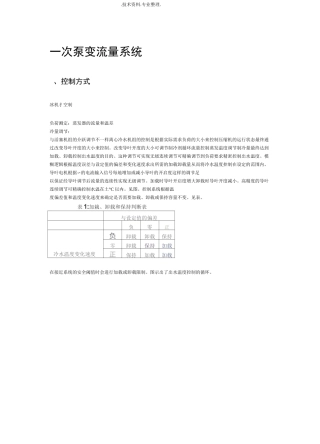 二次泵系统和一次泵变流量系统优缺点、设计要点和控制逻辑