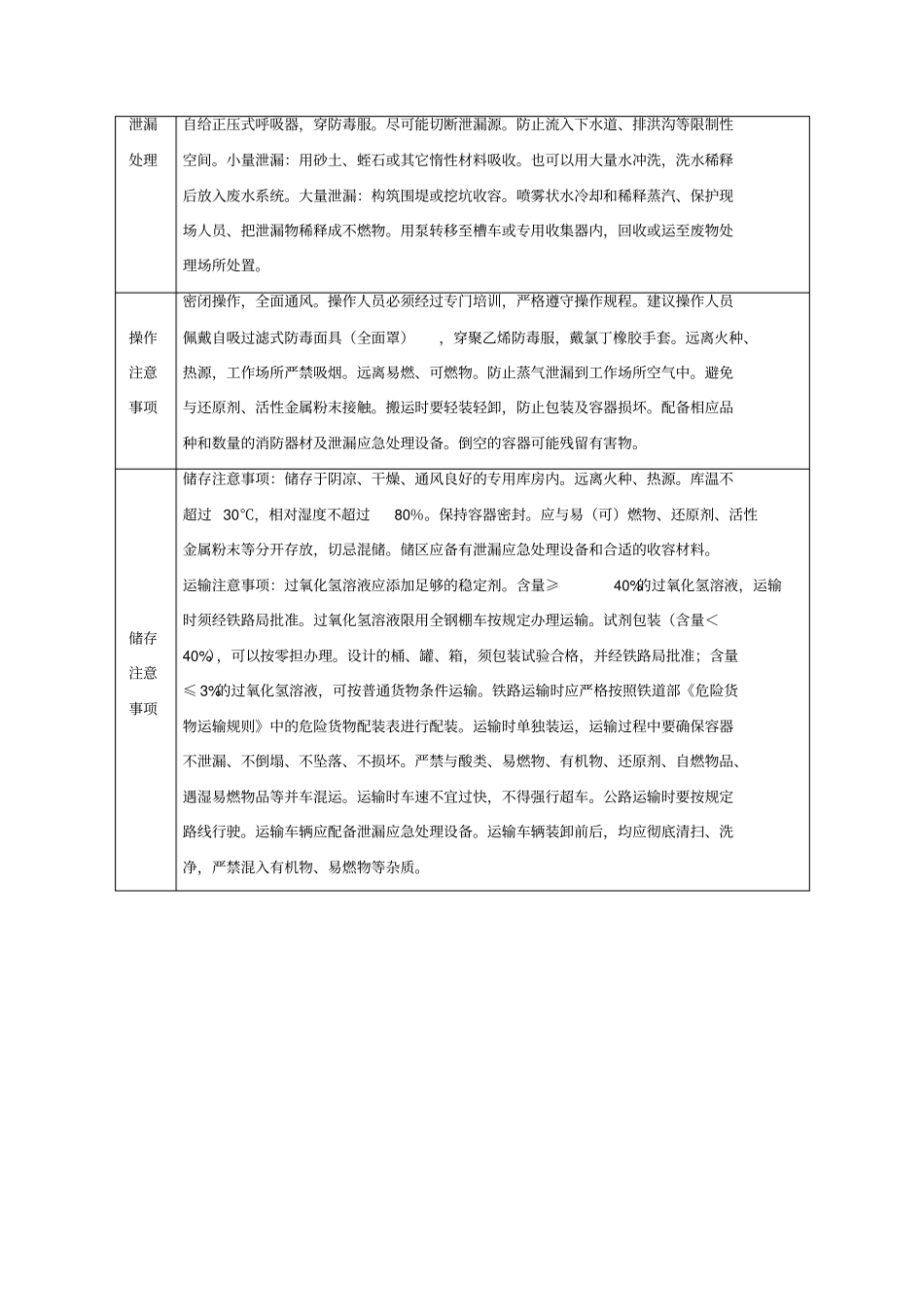 过氧化氢溶液俗名双氧水物质特性与危害识别表_第3页