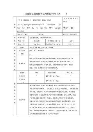 过氧化氢的理化性质及危险特性表-