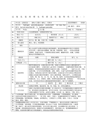 过氧化氢的理化性质及危险特性表
