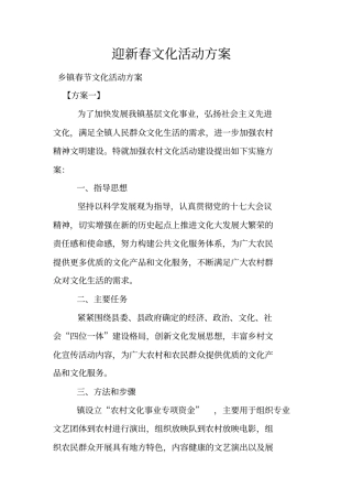 迎新春文化活动方案