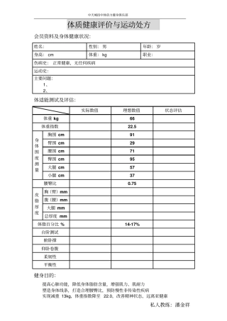 运动处方--减脂模板