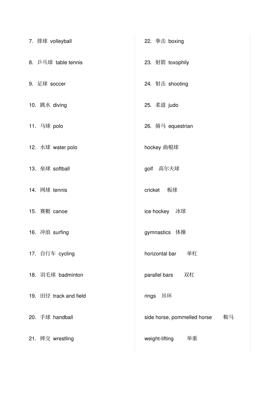 运动的英语单词_第3页