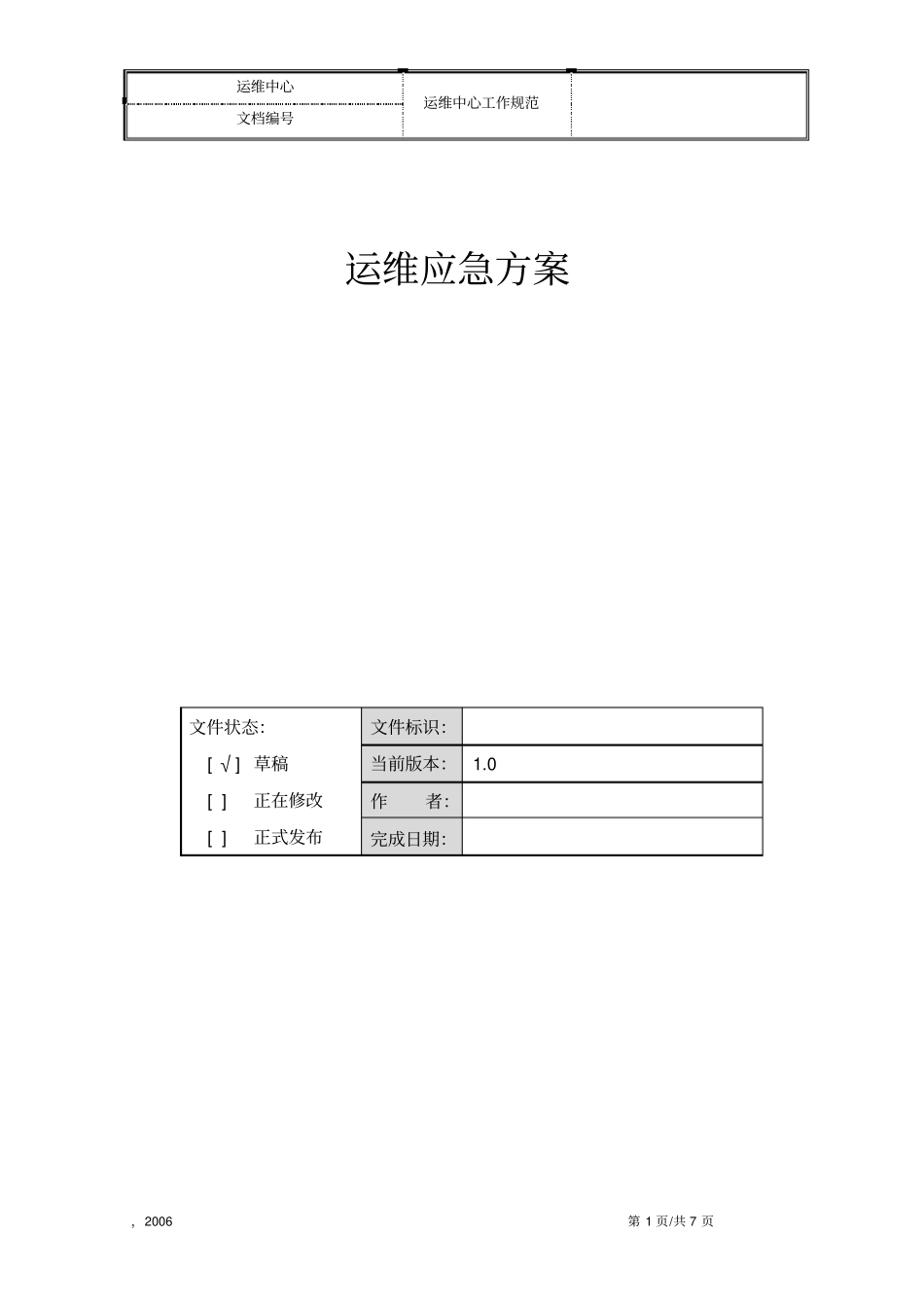 运维应急方案_第1页