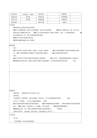运营总监COO岗位说明书