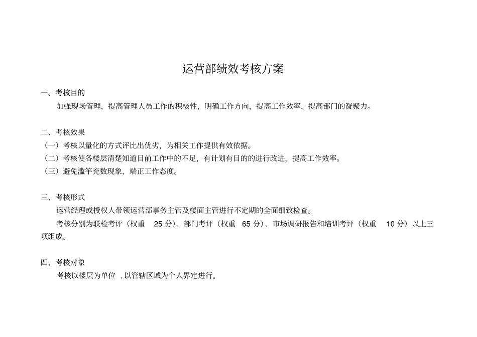 运营部绩效考核方案_第1页