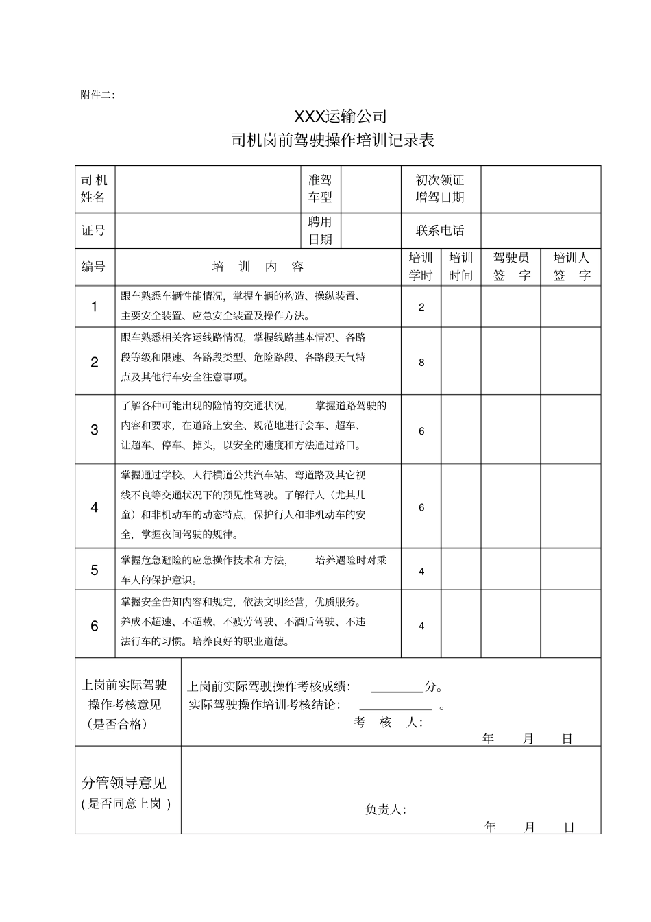 运输公司培训记录表_第2页