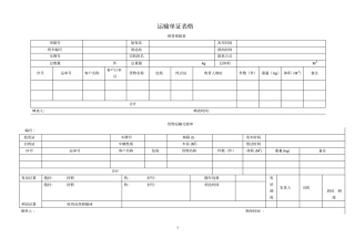 运输单证表格汇总