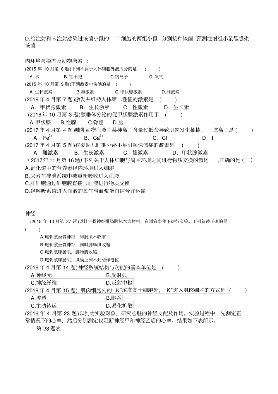 近5次浙江选考生物真题考点归纳整理_第2页