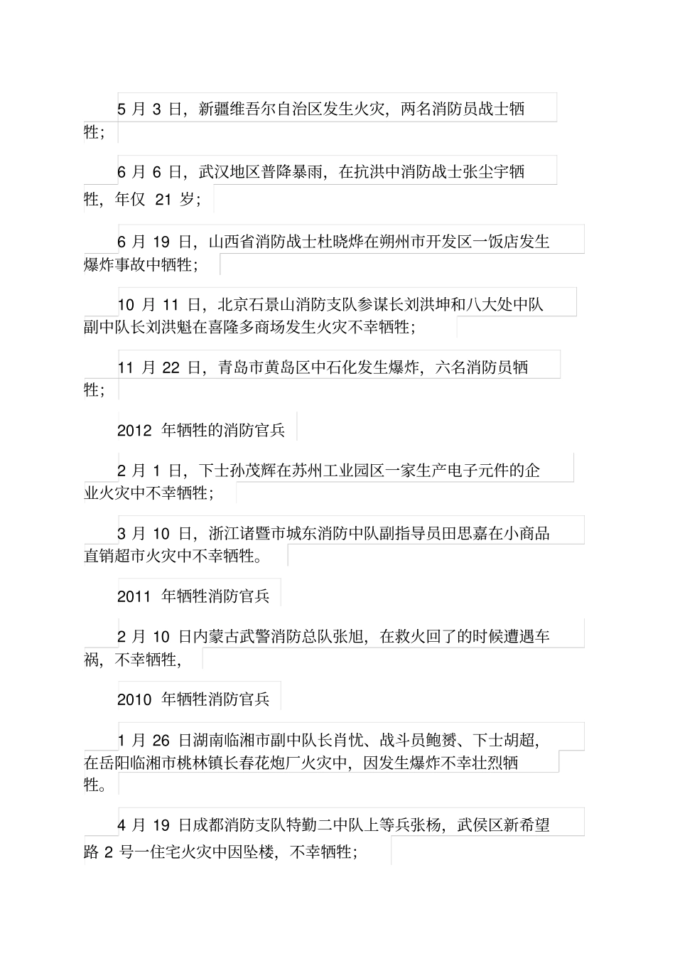 近年有消防员牺牲人数统计_第2页