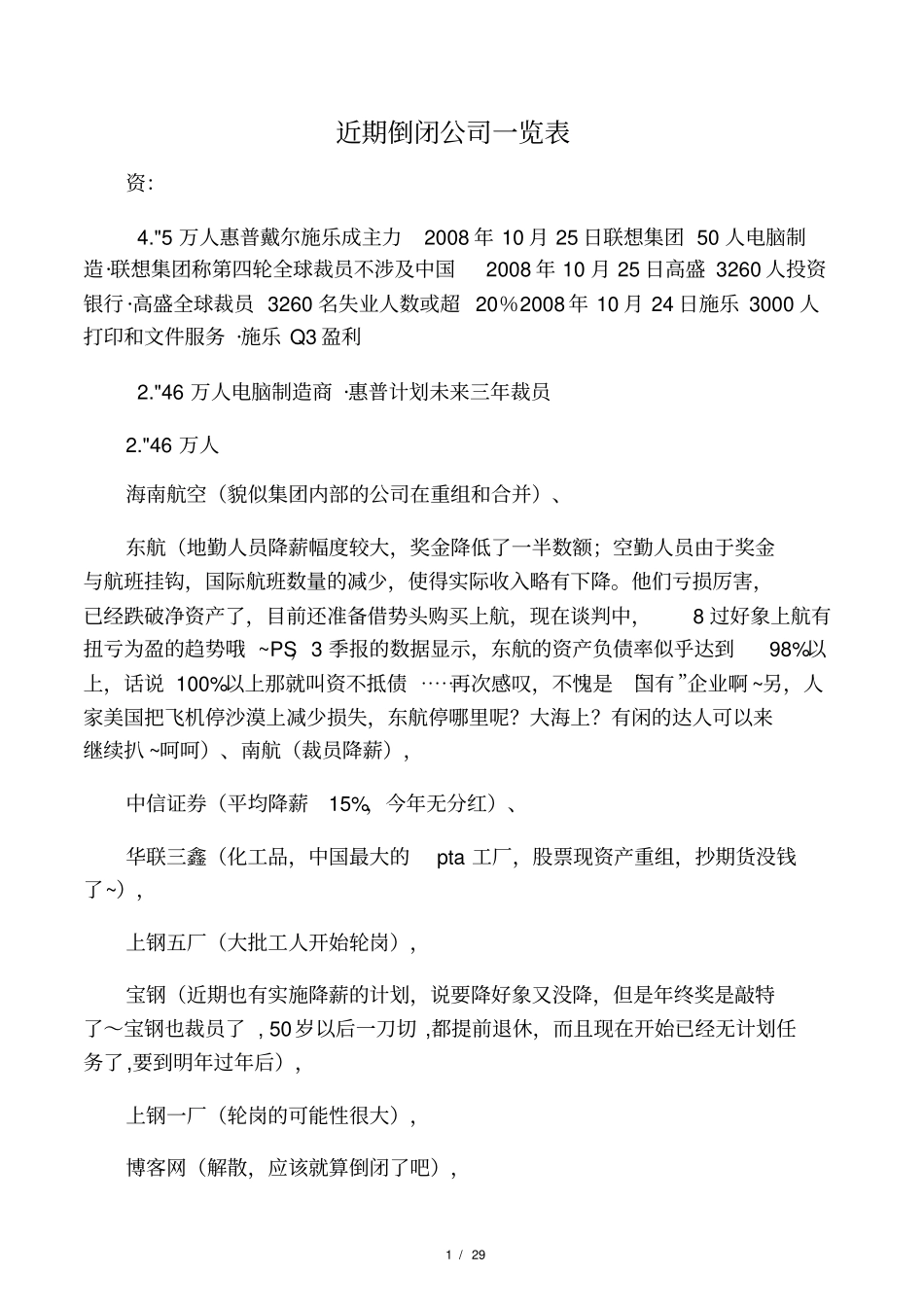 近期倒闭公司一览表_第1页