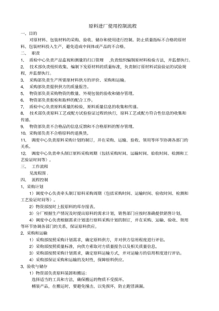 进厂原料质量控制流程