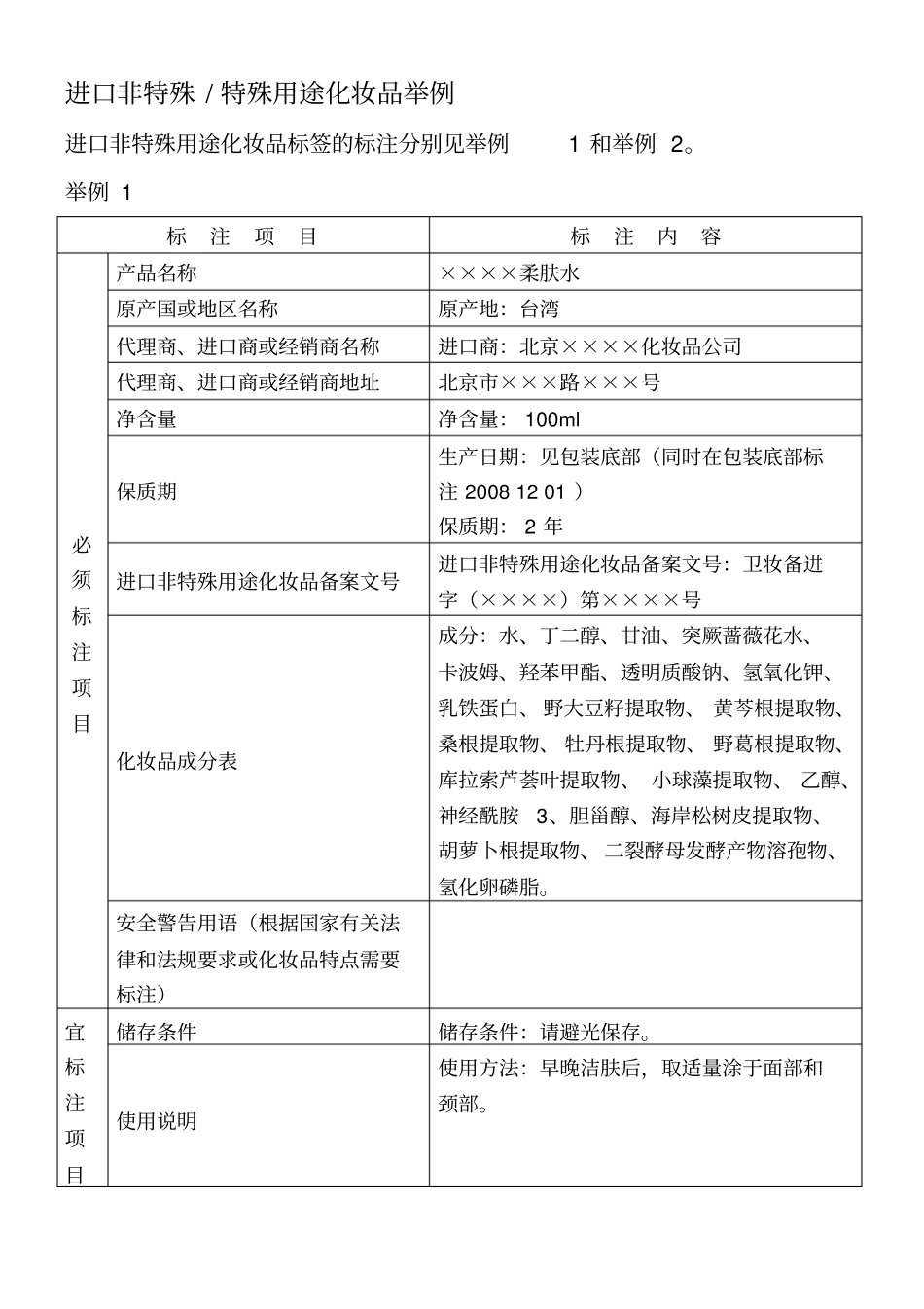进口非特殊特殊用途化妆品举例_第1页