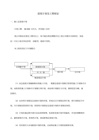 进度计划及工期保证