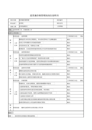 进货兼价格管理岗岗位说明书